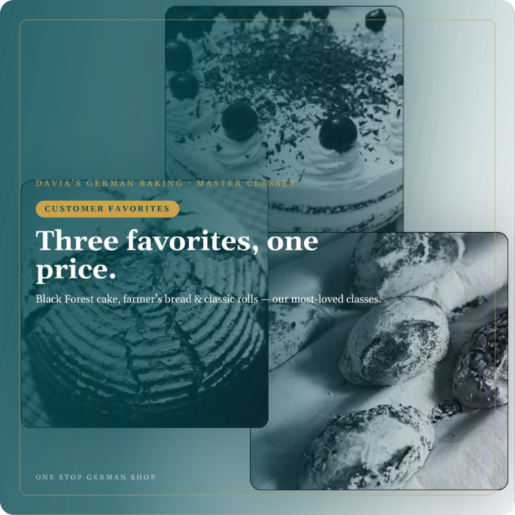 Davia’s German Baking Masterclasses — three customer-favorite classes at one price